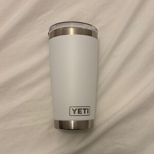 YETI Stainless Steel and White Tumbler - never used